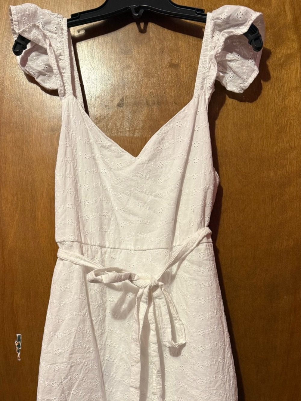 Eyelet Tie-Waist Mini Dress - Light Pink